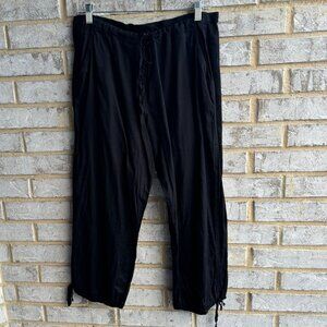 Theory 100% Cotton Sheer Zip Up Ankle Tie Pants Women's Size L.